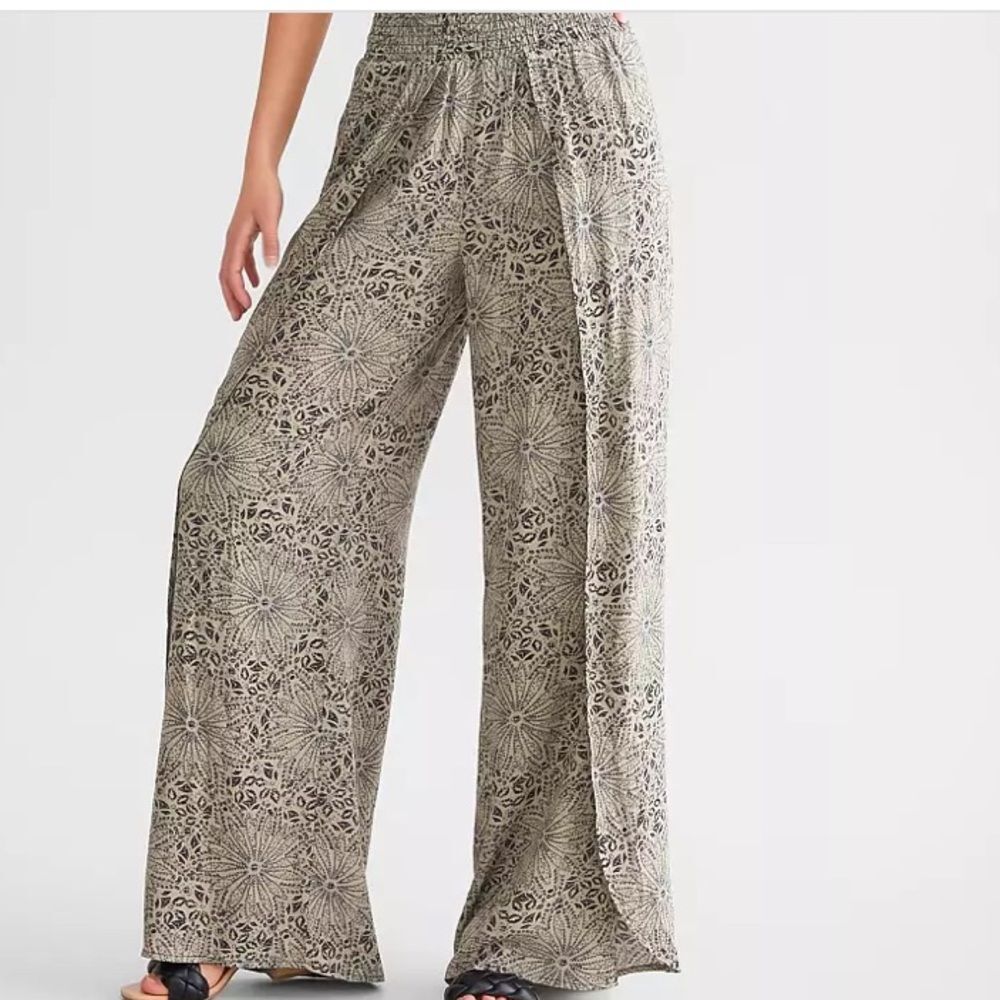 DAYTRIP flyaway pants smocked waist pull-on floral print women’s size XS